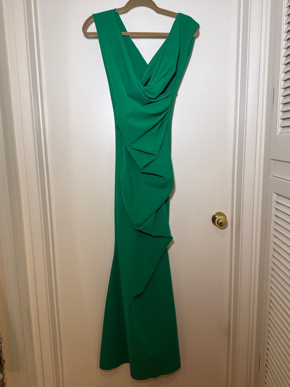 Chiara Boni Emerald Green Draped Maxi Dress